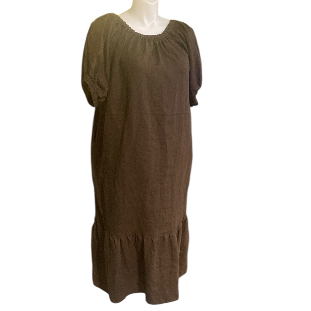 Diamond Leah Dark Brown Maxi Maja Heavy Linen Dress EUC SIZE M/L